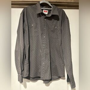 Wrangler Comfort Flex Shirt Mens Size XL Button Up Long Sleeve Gray